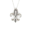 Fleur De Lis Diamond Pendant with Black Diamonds 0.15 ctw and White Diamonds 0.80 ctw 14K White Gold | Blacy's Fine Jewelers