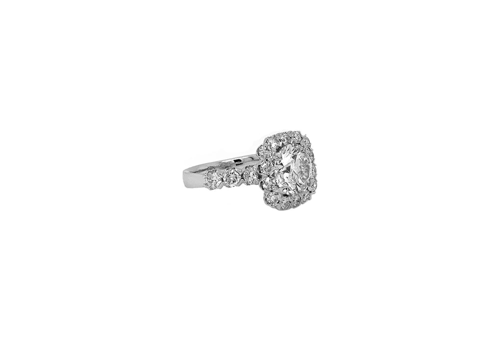 Christopher Designs Cushion Halo Diamond Engagement Ring, 18K White G ...
