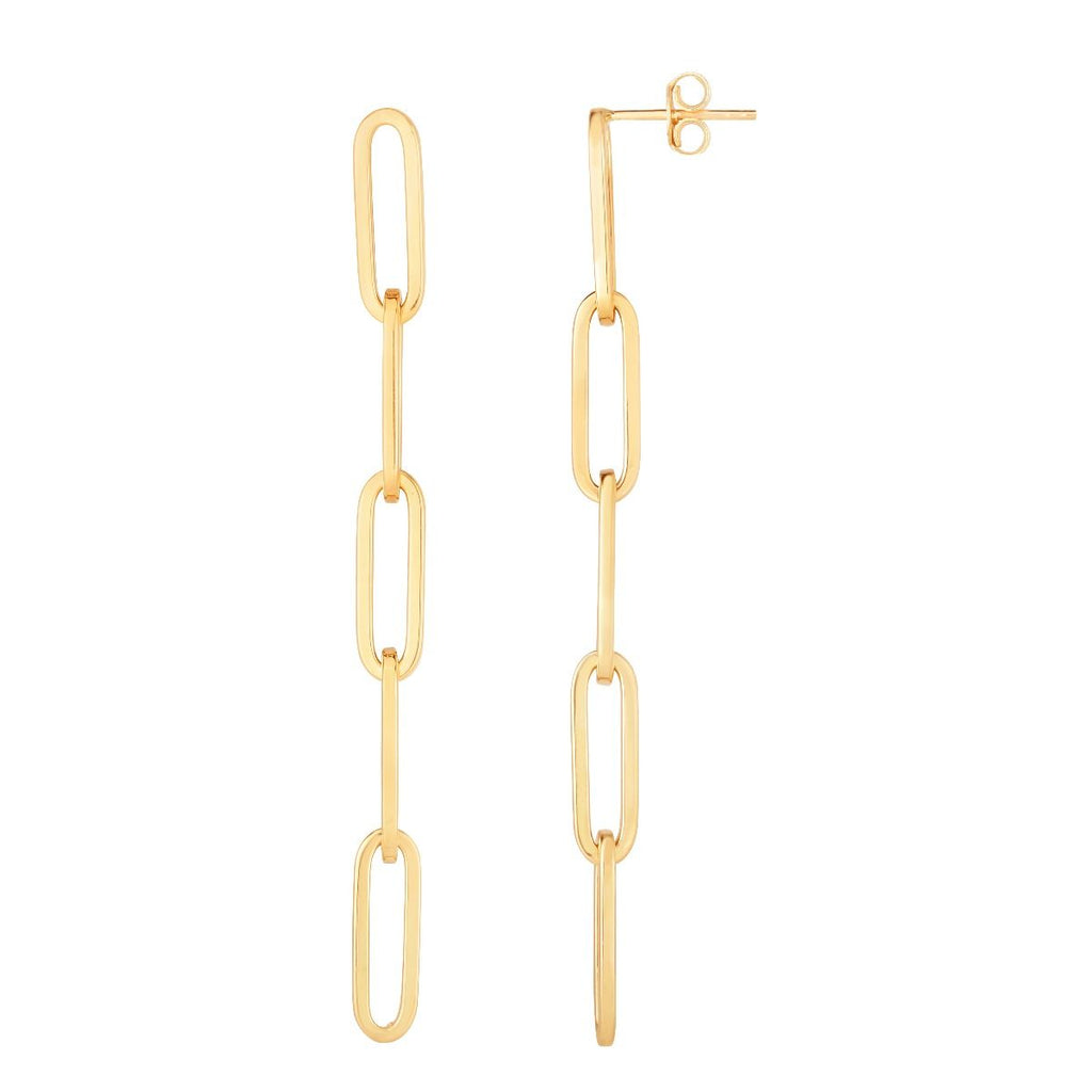 royal chain 14k yellow gold paperclip 5 link drop earring