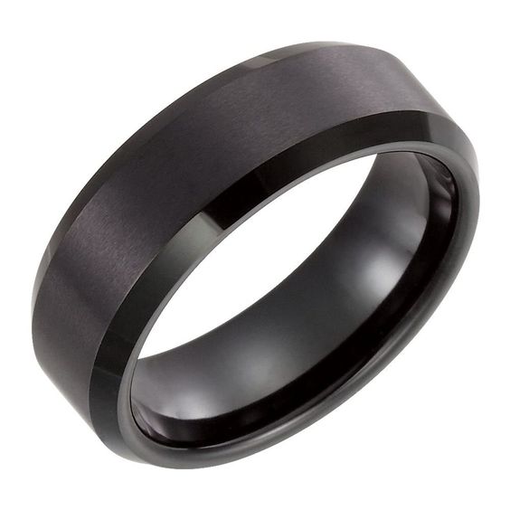 tungsten 8mm black immerse plated satin finish band