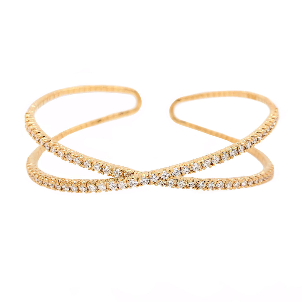Memoire Diamond Crisscross Flexi - X - Cuff Bracelet 18 Kt Yellow Gold 1.48 ctw | Blacy's Fine Jewelers Blacys Vault
