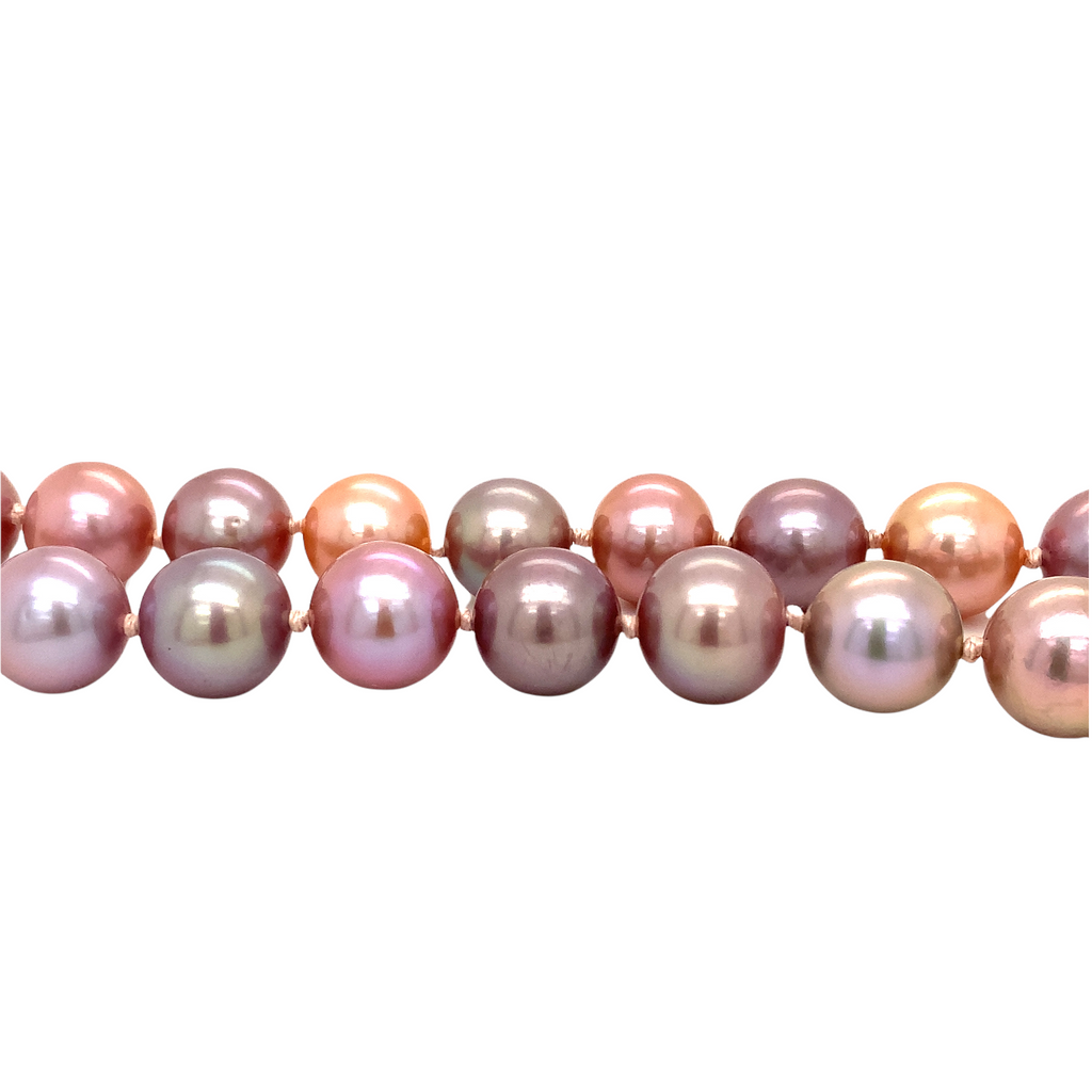 multi-color fresh water pearl strand natural bronze tones cultured 10-12 mm