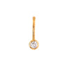 belly button ring in 14 kt yellow gold and cubic zirconia barbell piercing simple design.