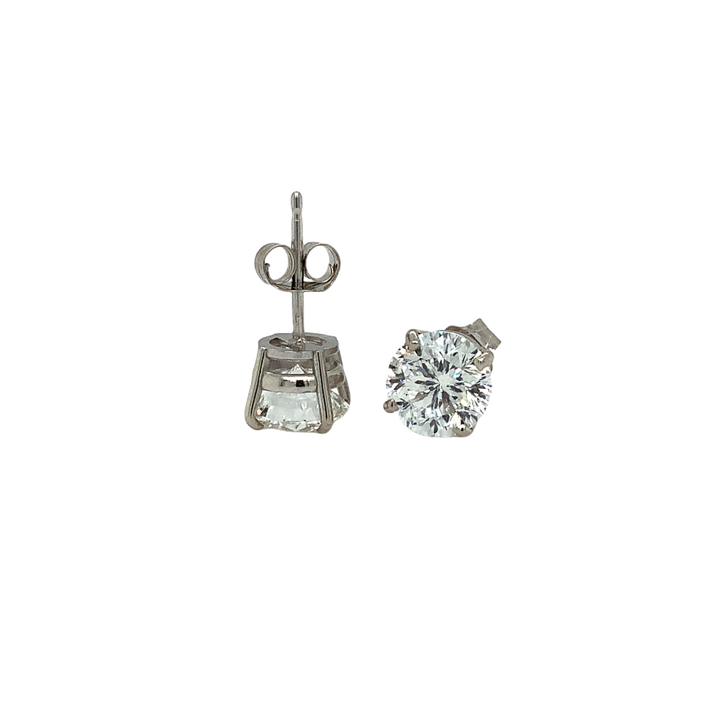 star 129 brilliant cut lab grown diamond earrings set in 14k white gold 2.10 cts t.w.