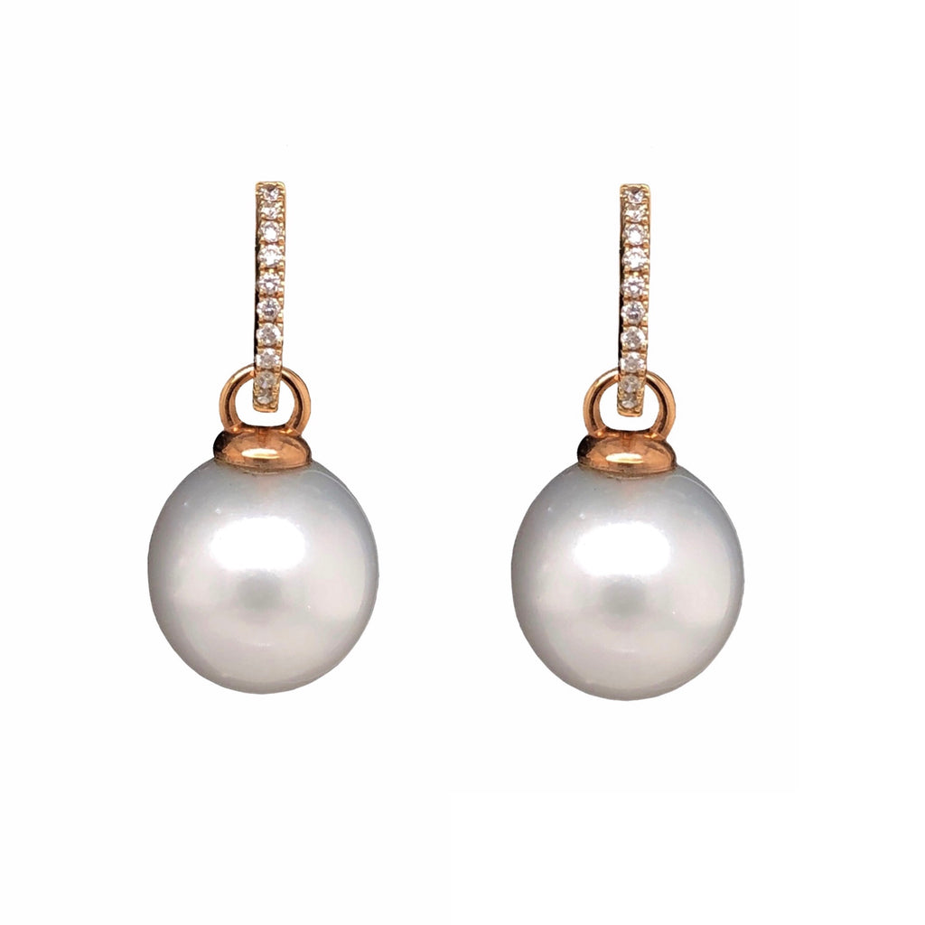 Mikimoto White South Sea Cultured Pearl and White Gold Drop Earrings