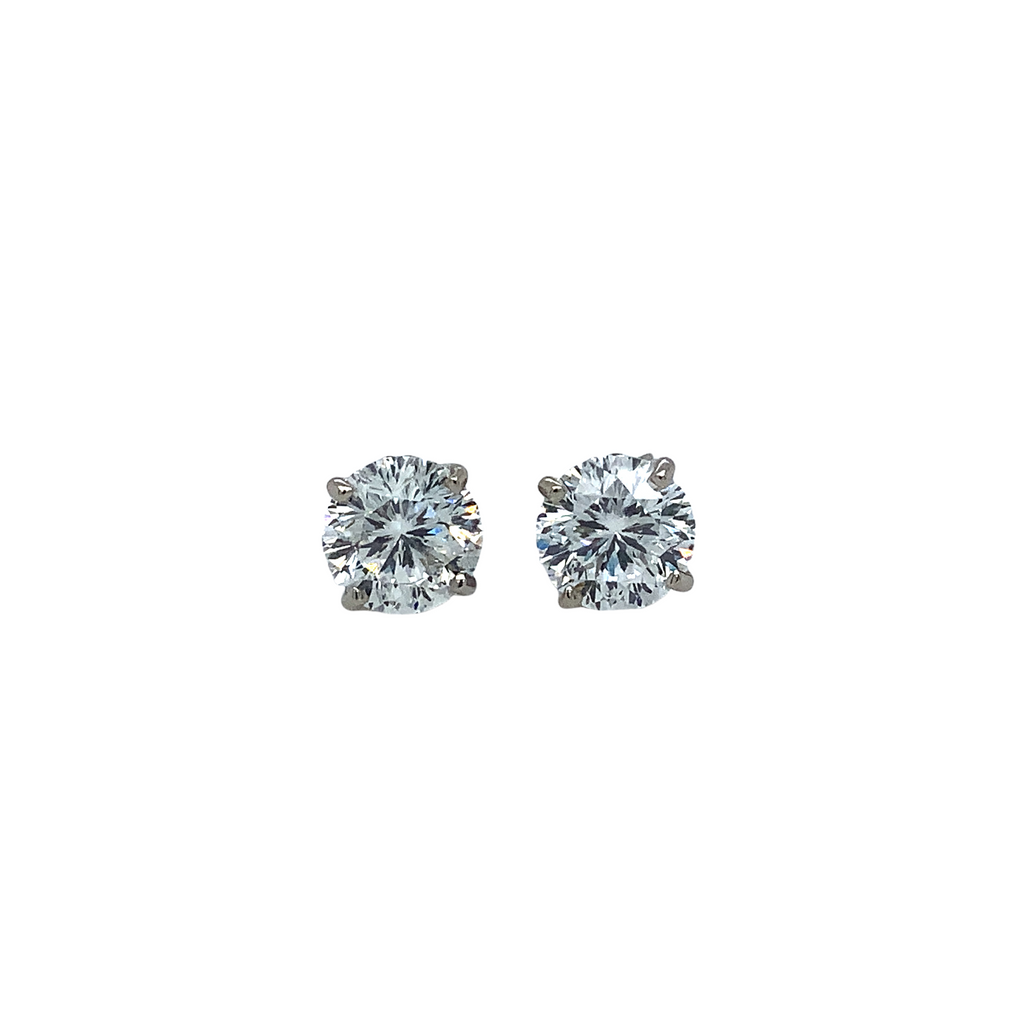 star 129 brilliant cut lab grown diamond earrings set in 14k white gold 2.10 cts t.w.