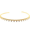 a link diamond drop bezel set beaded etruscan style choker necklace set in 18k two tone gold