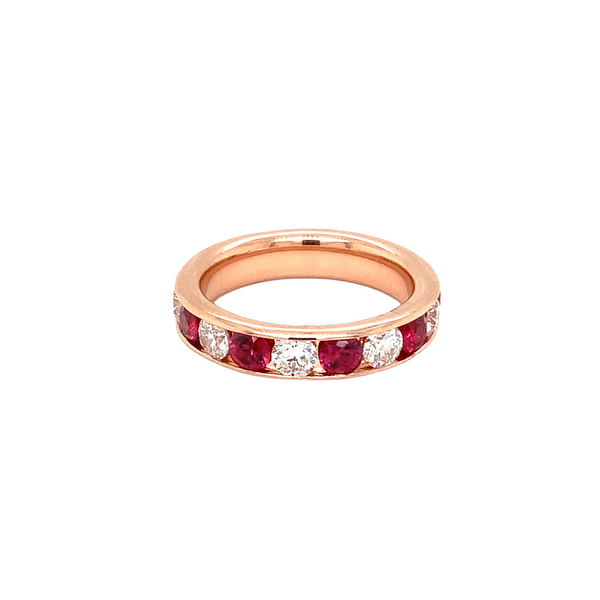 ruby and diamond eternity band set in 18karat rose gold