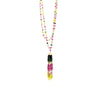 multi colored ombre green, pinks to yellows tourmaline tassel wire bead necklace 14k yellow gold