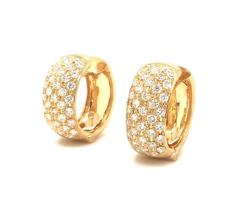 pavé diamond huggies hinged post earrings 1.57 cts