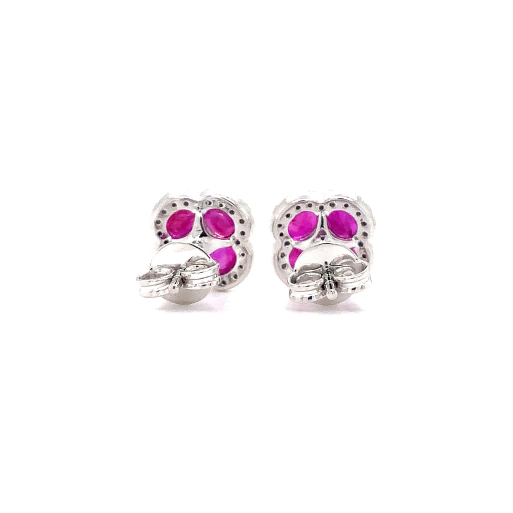 asba collection invisible set sweet alhambra earstuds ruby and diamond earrings1.62ct set in 14kt white gold