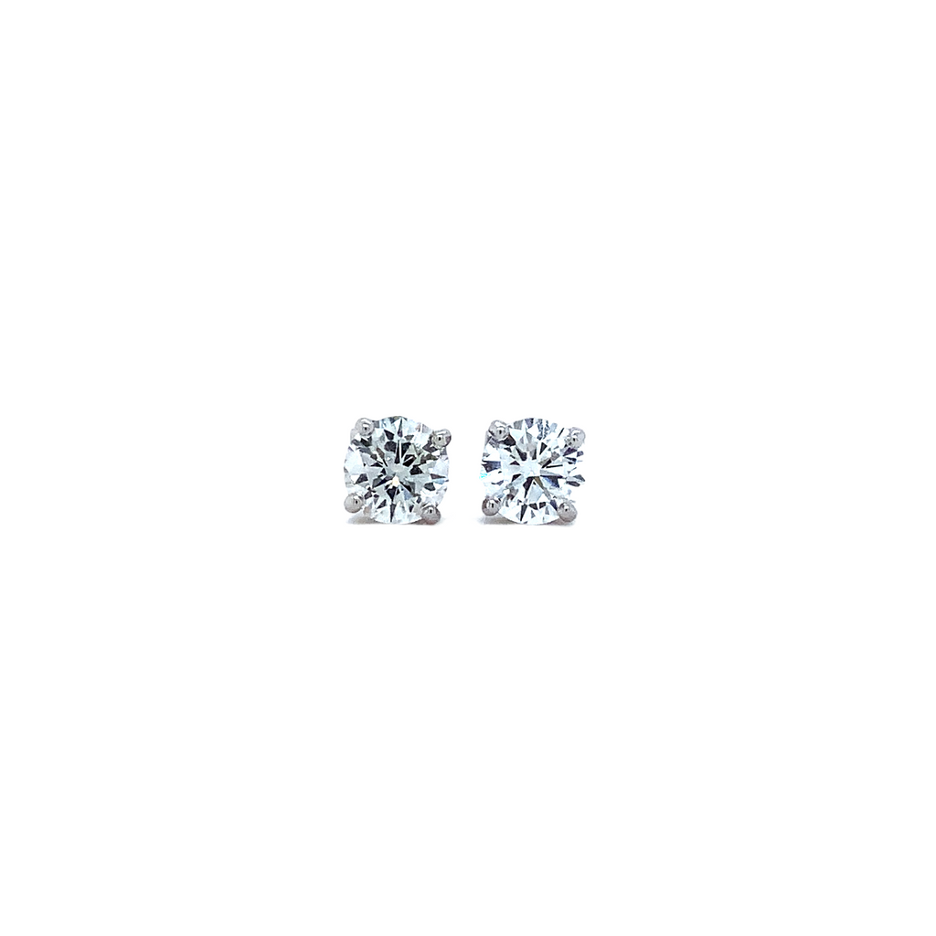 diamond post diamond earrings 1.00 ct set in 14 karat white gold