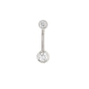 belly button ring in 14 kt white gold and cubic zirconia barbell piercing simple design.