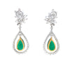 important pear shape natural african emerald and diamond earrings set in 18kt two tone gold.