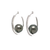 mastoloni tahitian black pearl hoop earring set in 14k white gold