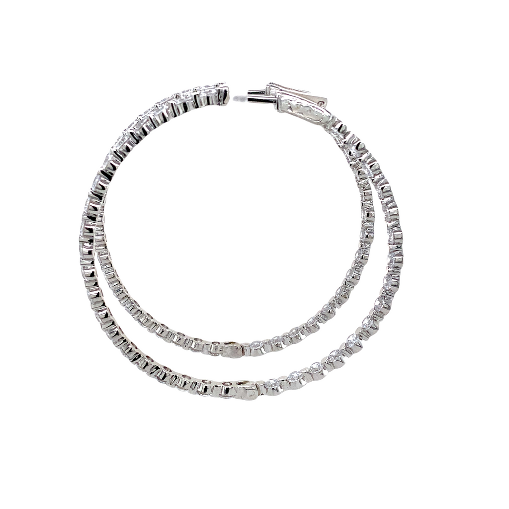 sterling silver 2.7mm cz in and out hoop earrings with secure lock