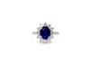 princess diana 2.54 cts oval blue sapphire and diamond ring in 18 kt white gold