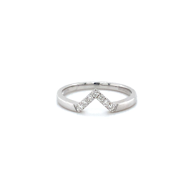 stackable "v" shaped diamond band set in 14 kt white gold  0.10 cts t.w.