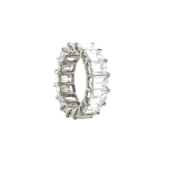 important emerald cut diamond eternity ring set in platinum 11.89ctw