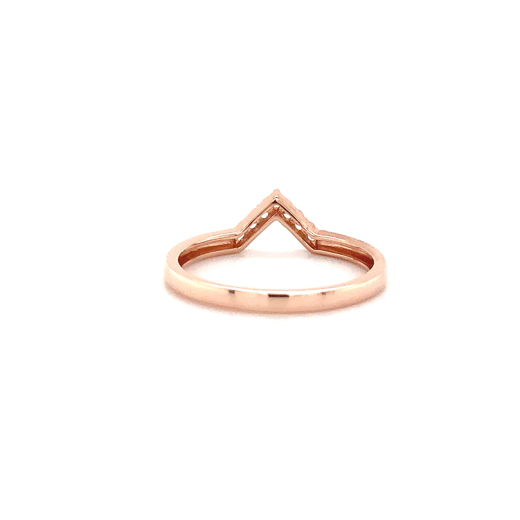 stackable "v" shaped diamond band set in 14 kt rose gold  0.10 cts t.w.
