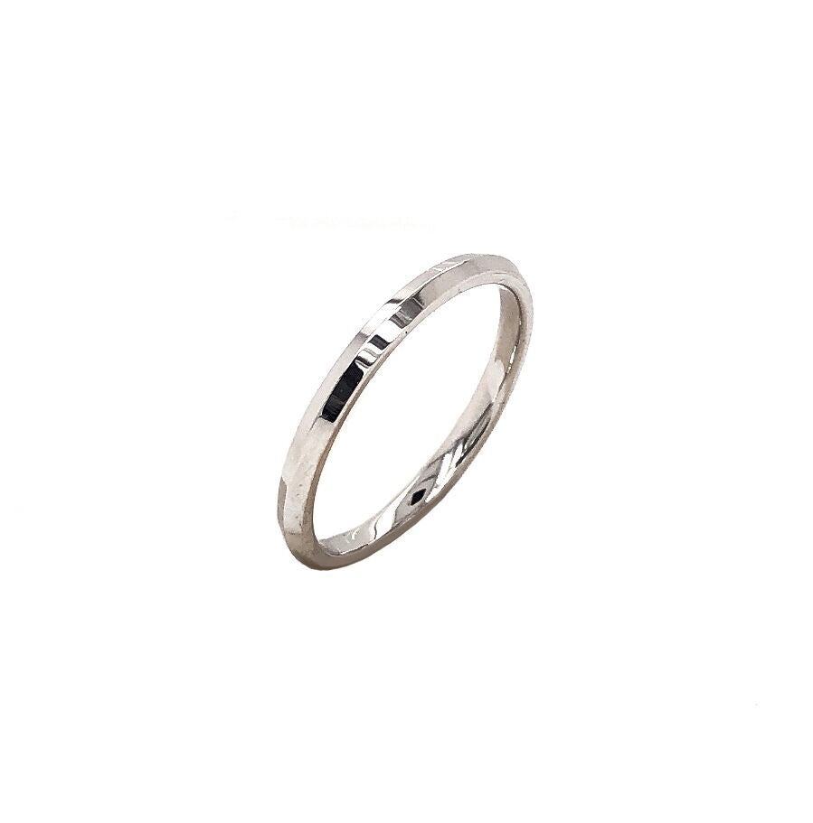 knife-edge stackable wedding band 18k white gold 2mm wide