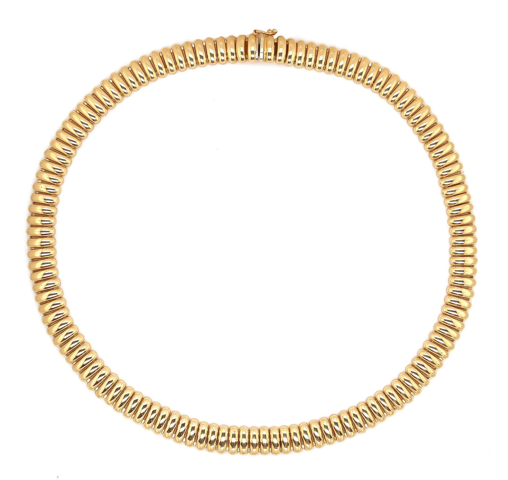 vintage italian ribbed gold chain necklace 14k yellow gold