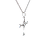 diamond pave christian fish symbol cross set in 14k white gold with an 18k white gold chain