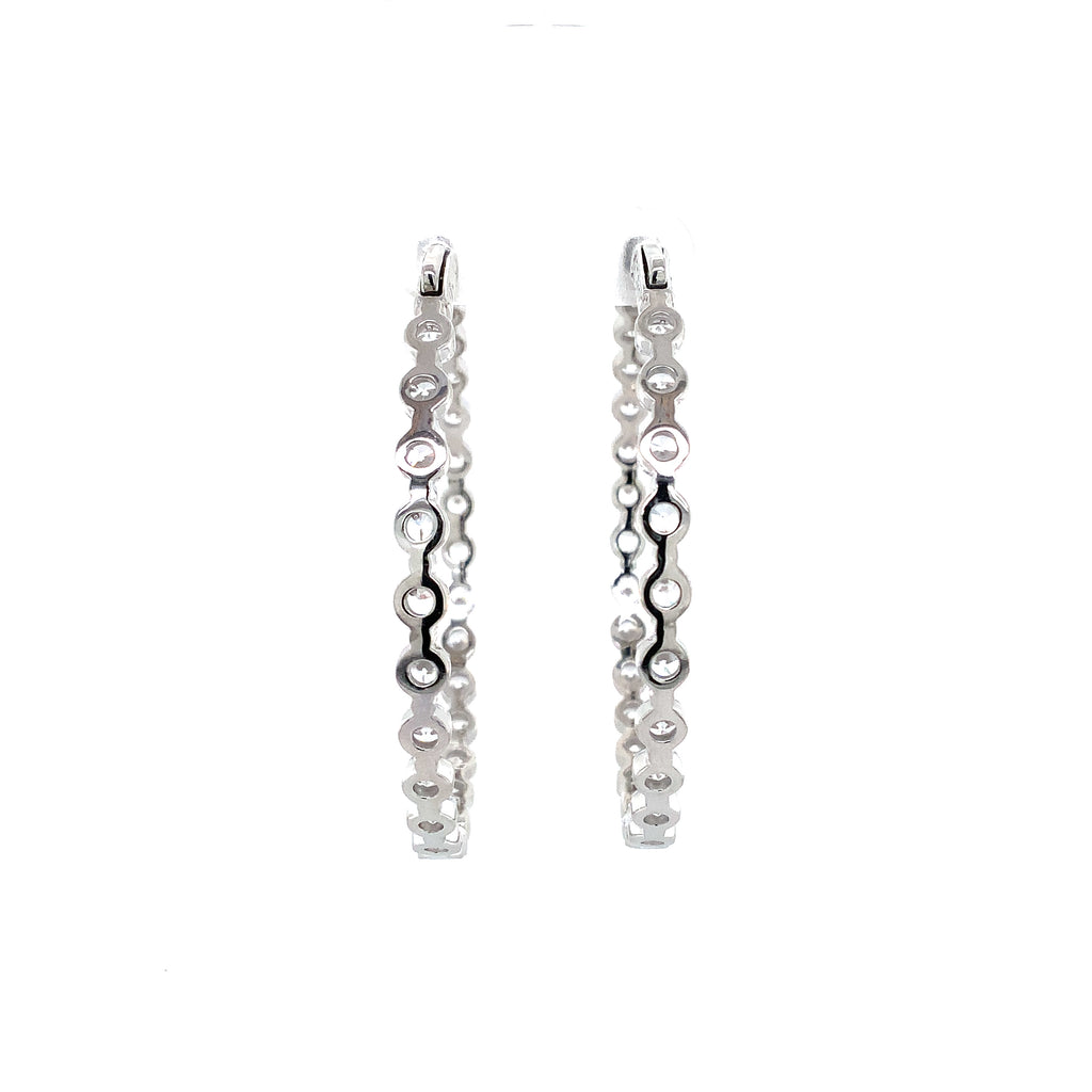 sterling silver 3.85mm cz in and out hoop earrings with secure lock