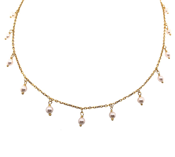 fresh water pearl dangling necklace 14 k gold vermeil chain