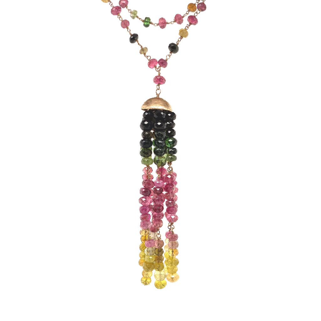 Catherine Michiels Coral Heishi Red Tourmaline Bead Necklace