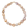 multi colored fresh water baroque pearls 18k yellow gold clasp 16 inch necklace