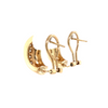 modern pave set diamond hoop earrings in 14kt yellow gold with omega clips.