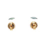 tahitian black south sea cultured pearl 9.8 mm studs  post earring set in 14 kt yellow gold.