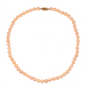 natural peach fresh water pearl necklace w/filigree safety clasp 14k yellow gold