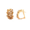 diamond pavé paisley design earrings omega clip back set in 14 kt yellow gold.