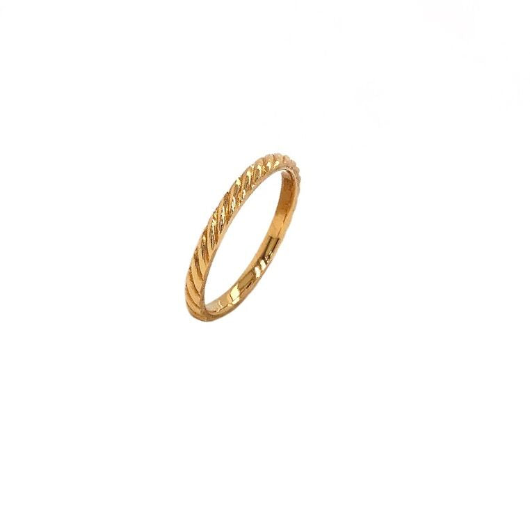rope stackable wedding band 18k yellow gold 2mm wide