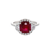 one of a kind certified cushion mixed cut fine ruby and diamond ring set in platinum