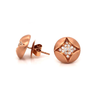 four points circular diamond stud earrings 0.36 ctw 14k rose gold