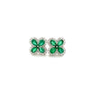 four leaf clover columbian emerald and diamond earrings set in 14k white gold
