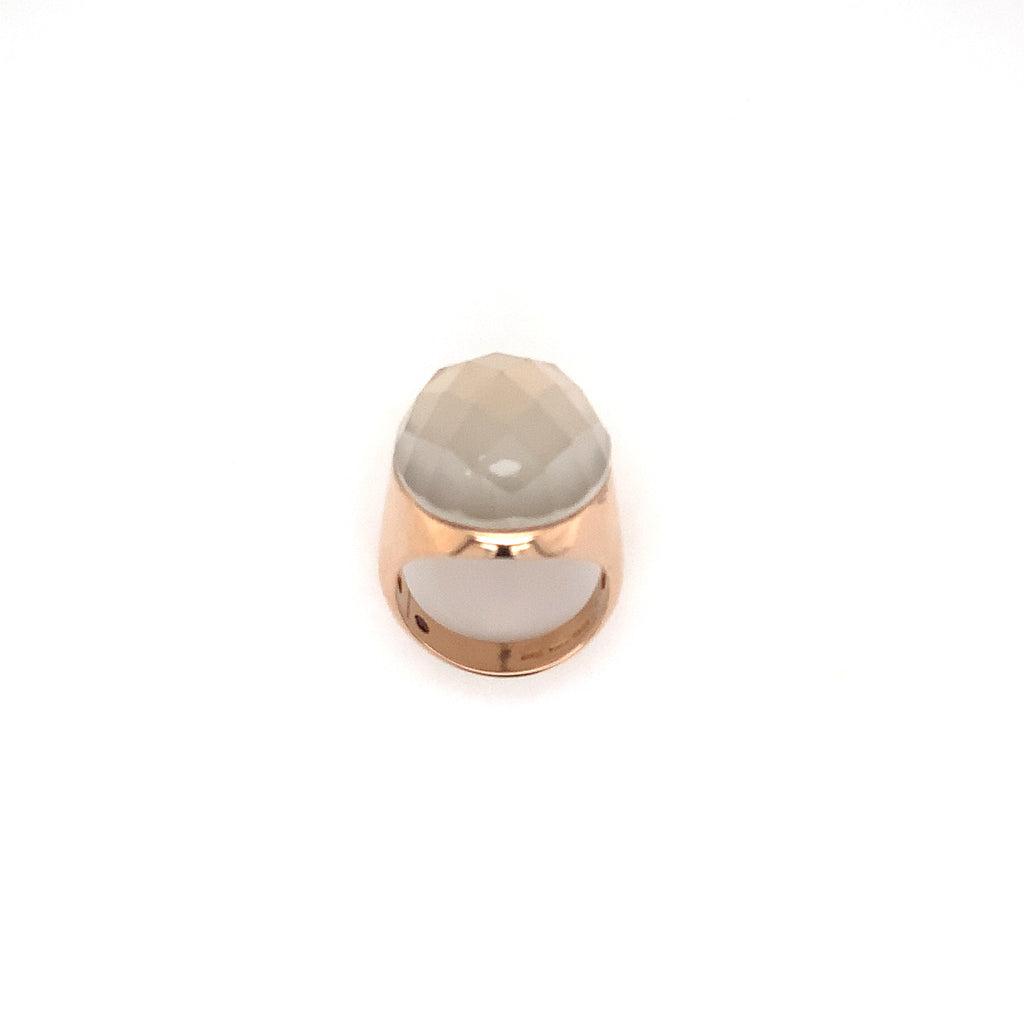 multifaceted oval shape quartz ring in 18kt rose gold