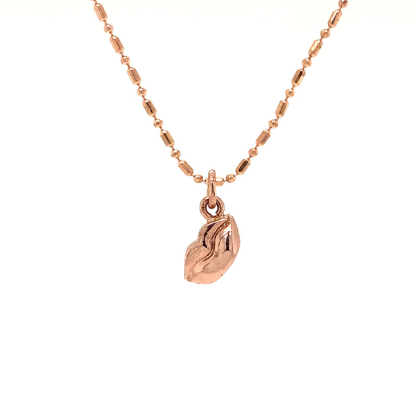 rose gold kiss charm with or without faceted beaded chain in 14kt rose gold