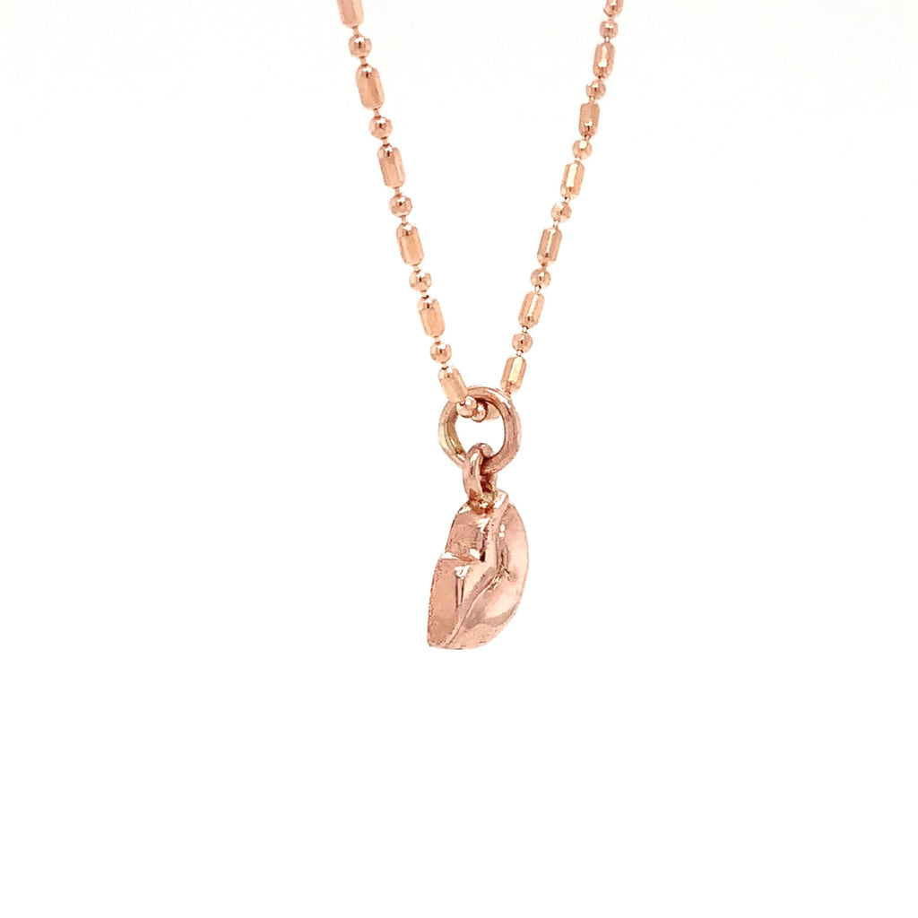 rose gold kiss charm with or without faceted beaded chain in 14kt rose gold