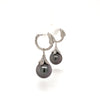 papalsey 12mm cultured tahitian south sea pearl and diamond drop earring. brilliant cut diamonds  0.35 cts t.w.