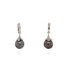 papalsey 12mm cultured tahitian south sea pearl and diamond drop earring. brilliant cut diamonds  0.35 cts t.w.